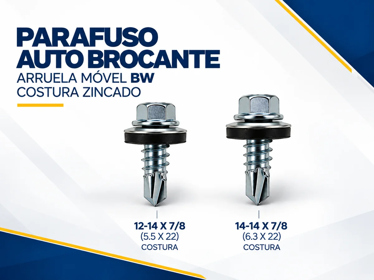 Parafuso Autobrocante Arruela Móvel BW Costura Zincado