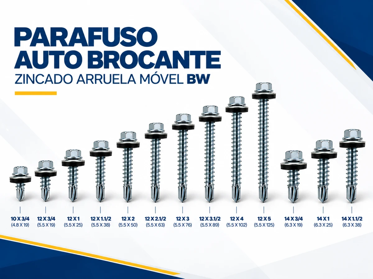 Parafuso Autobrocante Zincado Arruela Móvel BW